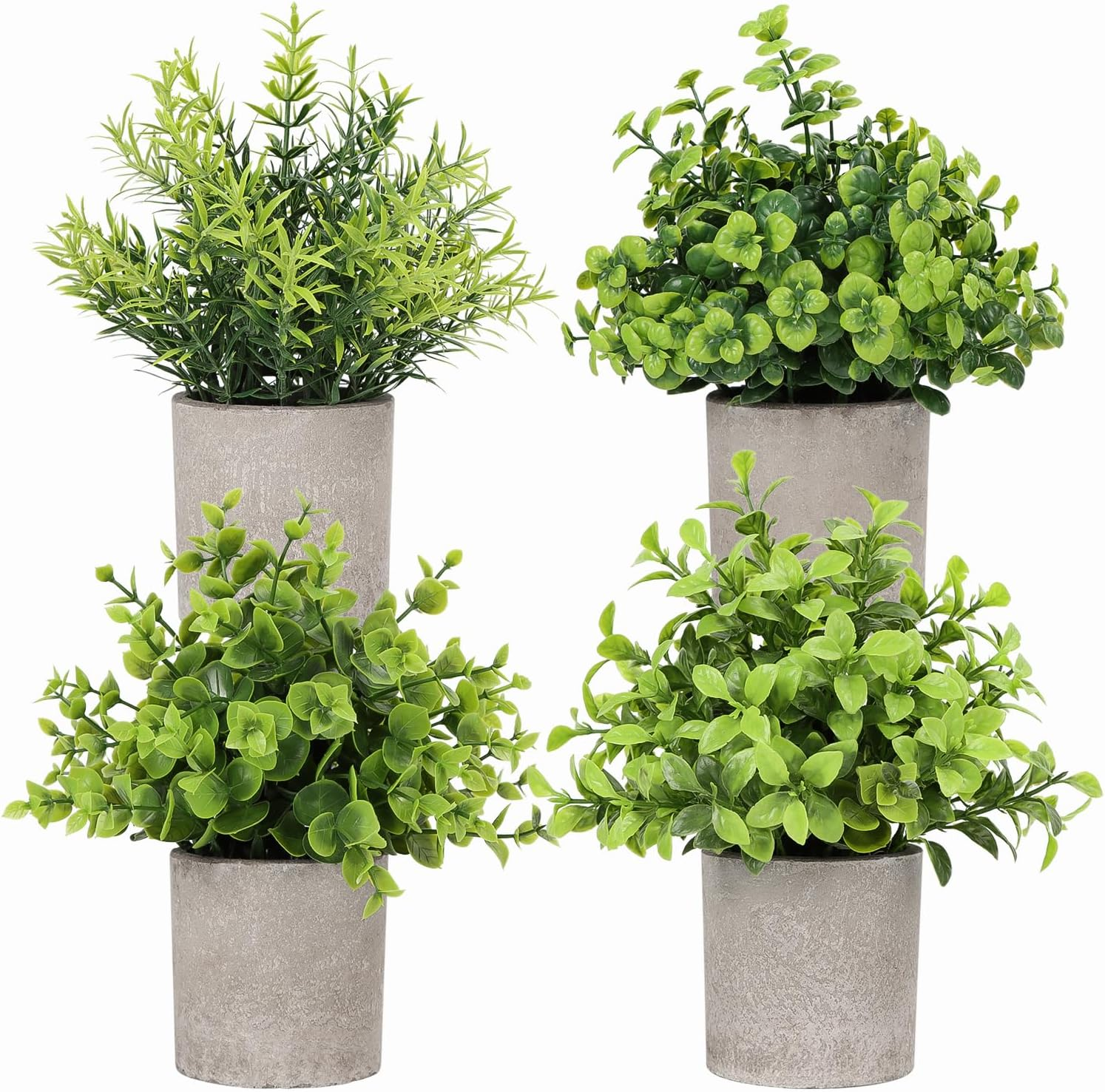 Artigreen 4Pots Artificial Plants Mini Fake Shrubs in Pots Small Faux Plants Decor Cute Artificial Greenery for Home Bedroom Indoor Office Desk Shelves Bathroom Farmhouse Coffee Table Decor