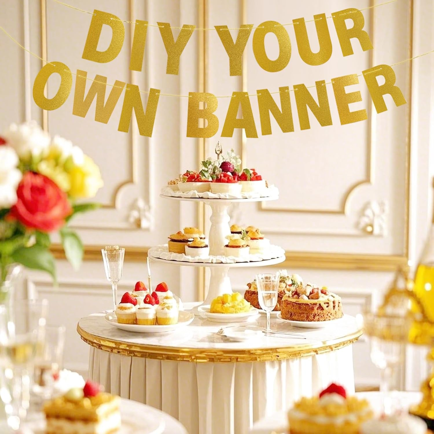 Dqwtb 132Pcs DIY Letter Banner Customizable Glitter Banner Kit Custom Birthday Personalized Hanging Banner 22 Symbols 107 Letters 3 Accessories for Wedding Baby Shower Party Graduation image number 4