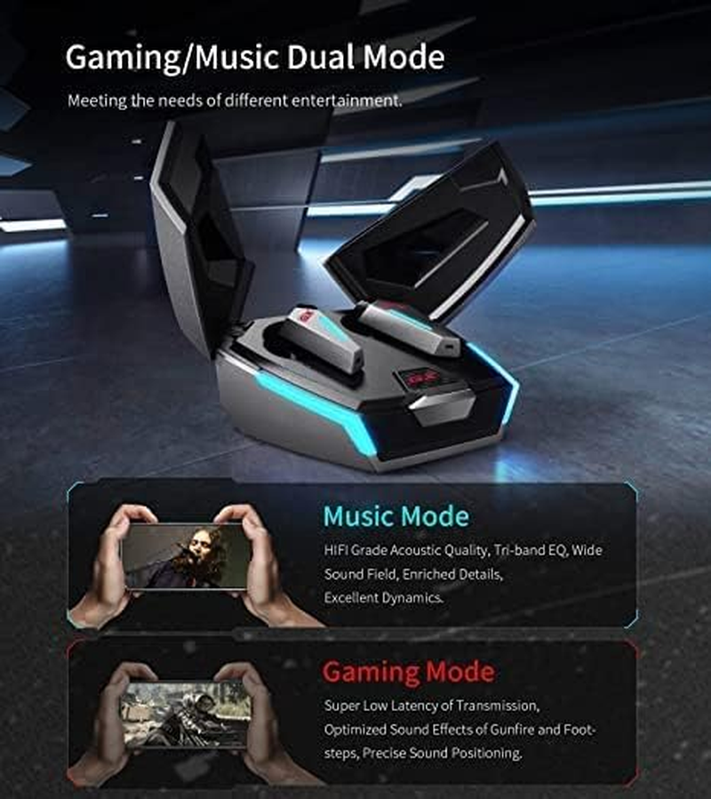 Edifier GX07 True Wireless Gaming Earbuds, Grey - Yellow image number 7