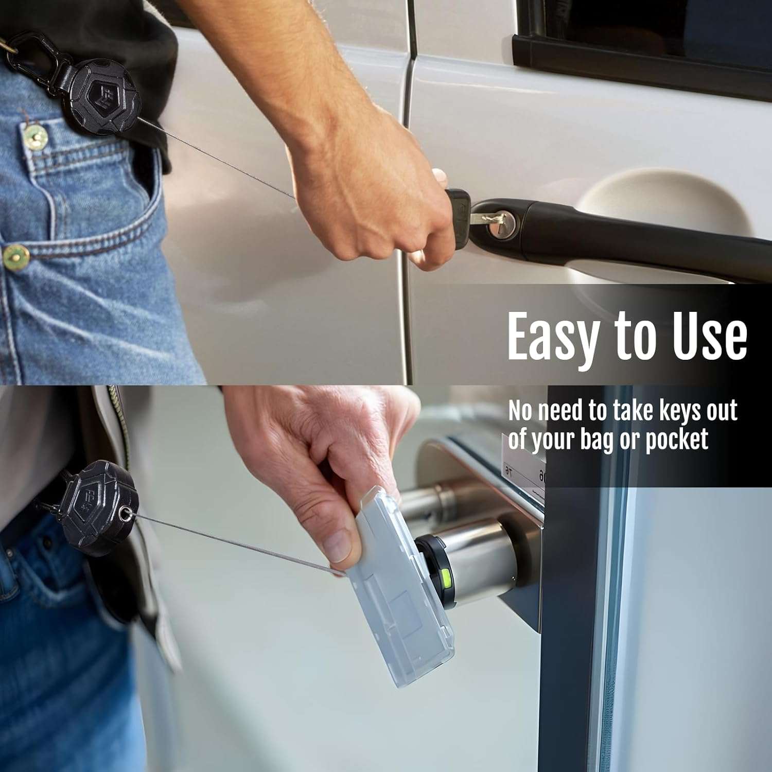 MNGARISTA 2 Pack Retractable Key Chain, Heavy Duty Carabiner Badge Holder, Tactical ID Badge Reel with Retractable 31.5 Inch Steel Cord, 8 Oz image number 4