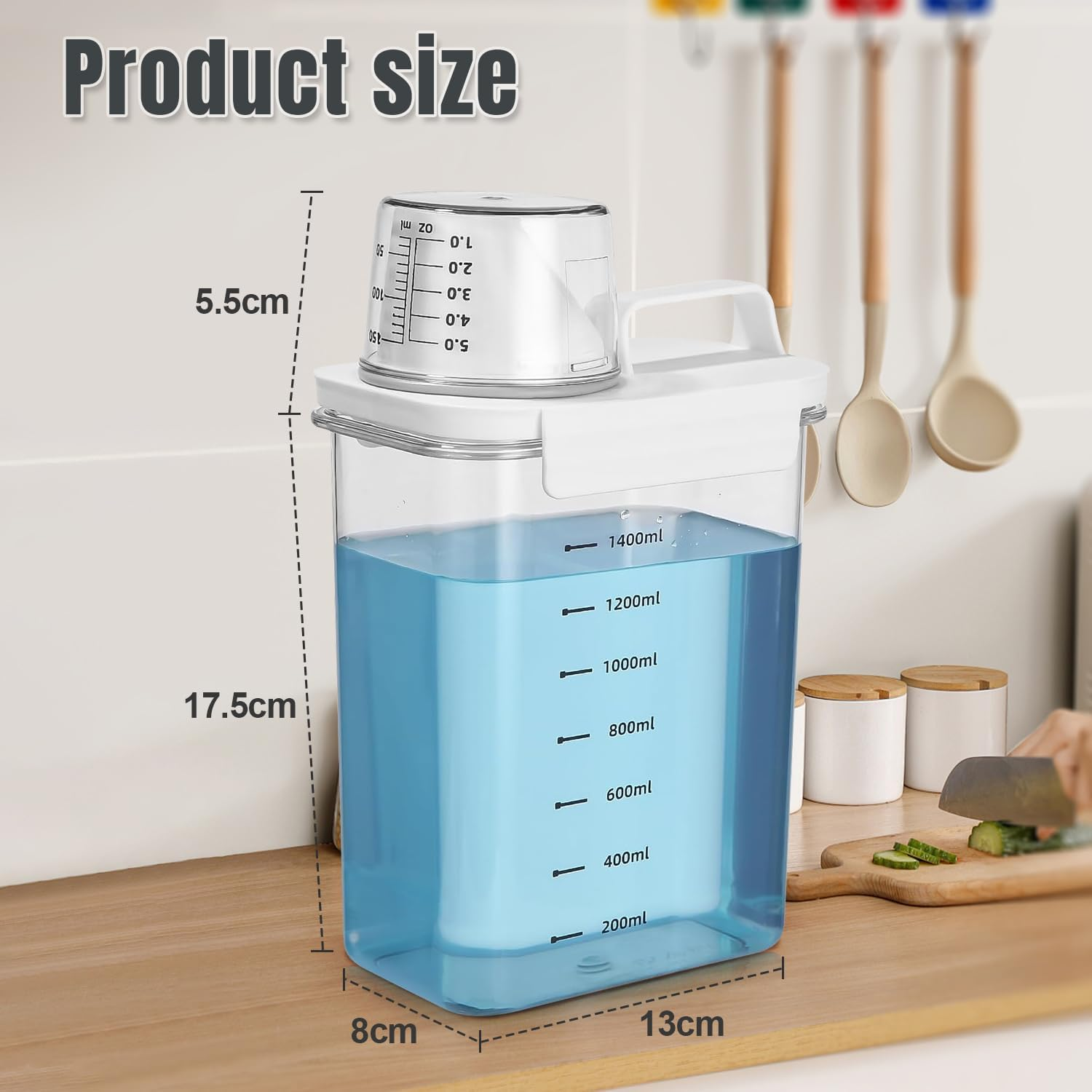 1800 Ml Airtight Detergent Dispenser with Measuring Cup, Multi-Purpose Washing Powder Dispenser for Powder, Washing Powder Storage Box, Laundry Detergent Box, Storage Container for Detergent, Food image number 6