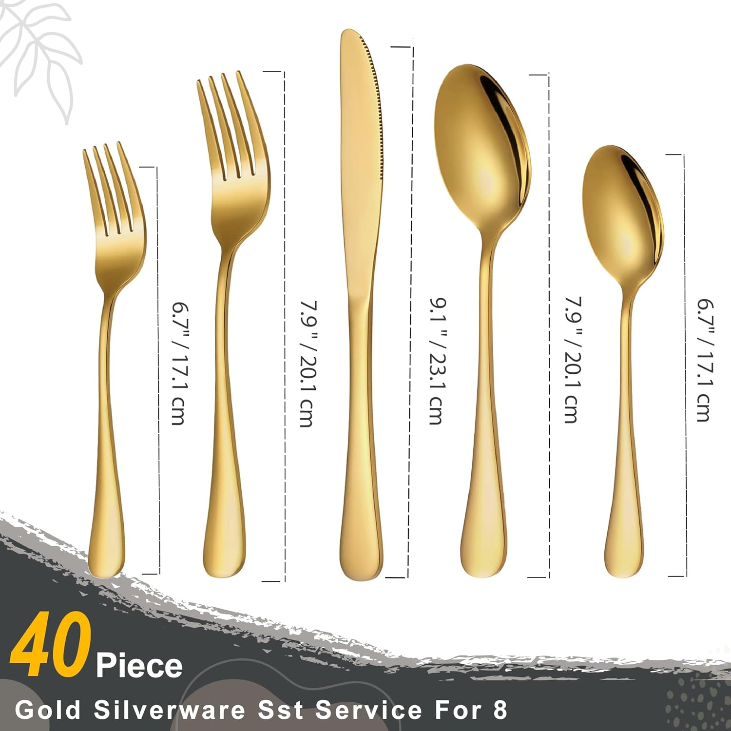 SHEUMNT Gold Silverware Set, Mirror Polish 40-Piece Stainless Steel Flatware Set,Kitchen Utensil Set Service for 8,Tableware Cutlery Set for Home and Restaurant, Dishwasher Safe - Rose Gold image number 4