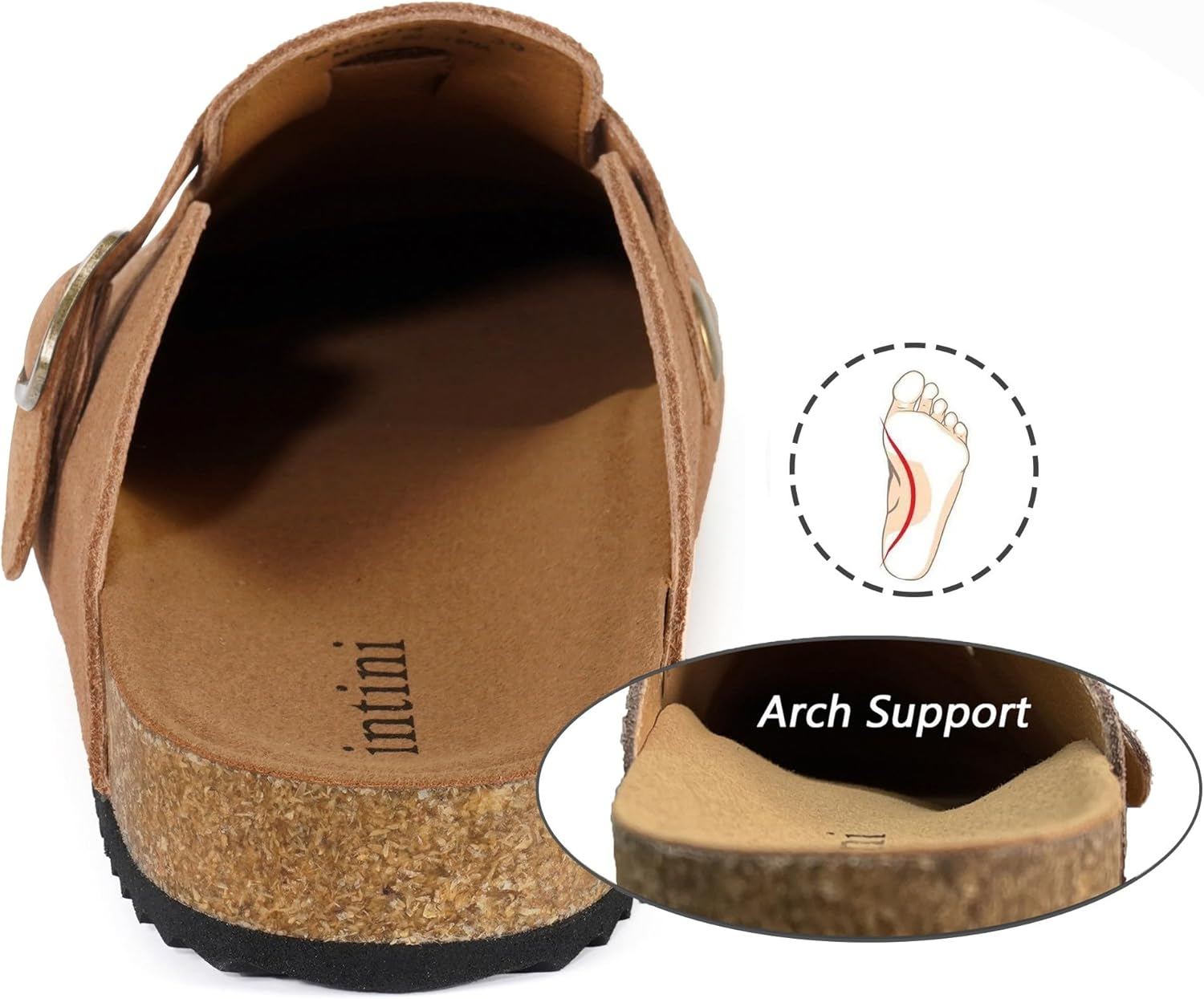 Intini Womens Suede Clogs Mens Genuine Leather Mules Cork Footbed Sandals with Arch Support image number 1