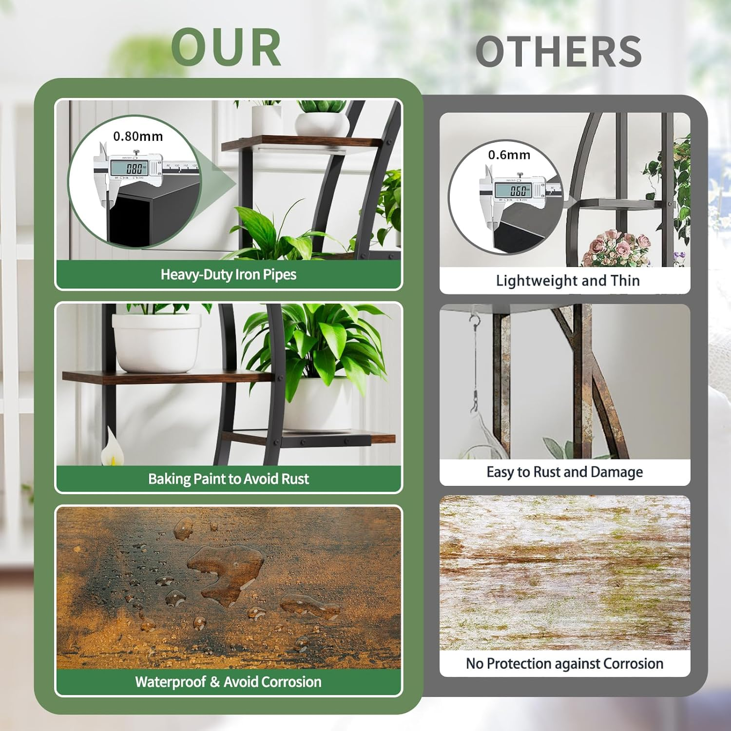 160Cm Plant Stand Indoor, 7-Tiered Indoor Plant Shelf with Grow Lights Can Hold a Variety of Indoor Plants, S-Shaped Plant Stand Display Stand, Suitable for Bedroom, Terrace, Living Room image number 3