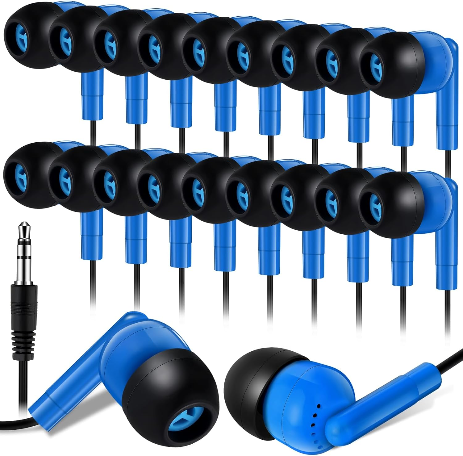 Kanayu 100 Pack Wired Earbuds - White in Ear Headphones - Basic Student Earbuds - No Microphone - 3.5 MM Jack - Suitable for Kids, Schools, Libraries, Laptop