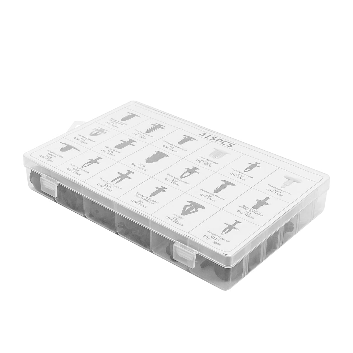 415 Pcs NUZAMAS Car Retainer Clips 18 Popular Sizes Push-In Rivet Set Bumper Fastener Clips Auto Push Pin Rivets Set Compatible with GM Ford Toyota Honda BMW image number 3