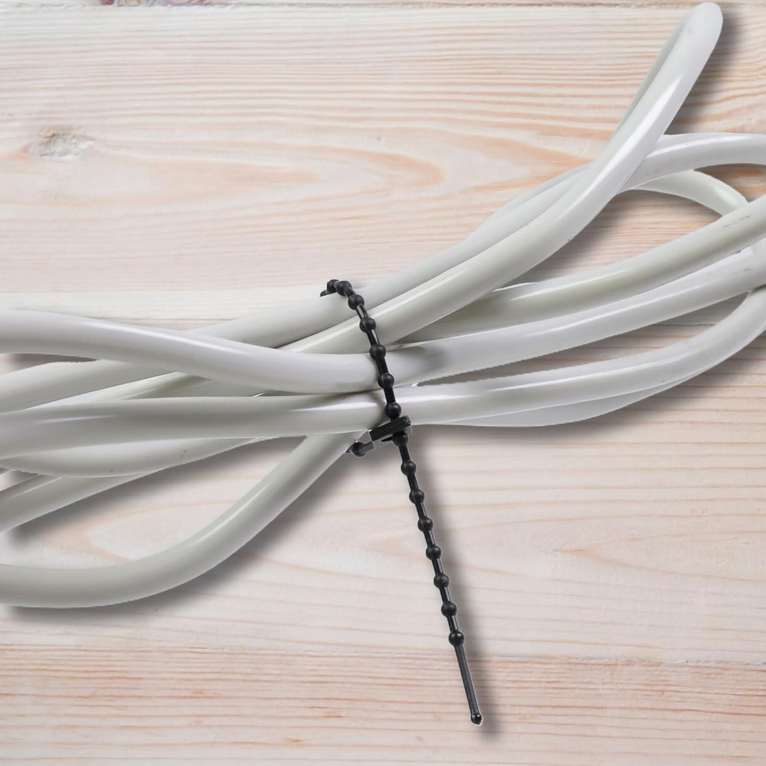 KUMGROT 100Pcs Beaded Cable Tie Wrap Cable Zip Ties Heavy Duty Nylon Cable Wire Ties Durable Strong Cable Ties for Garage Home Office Shop 150Mm/5.91In Black image number 4