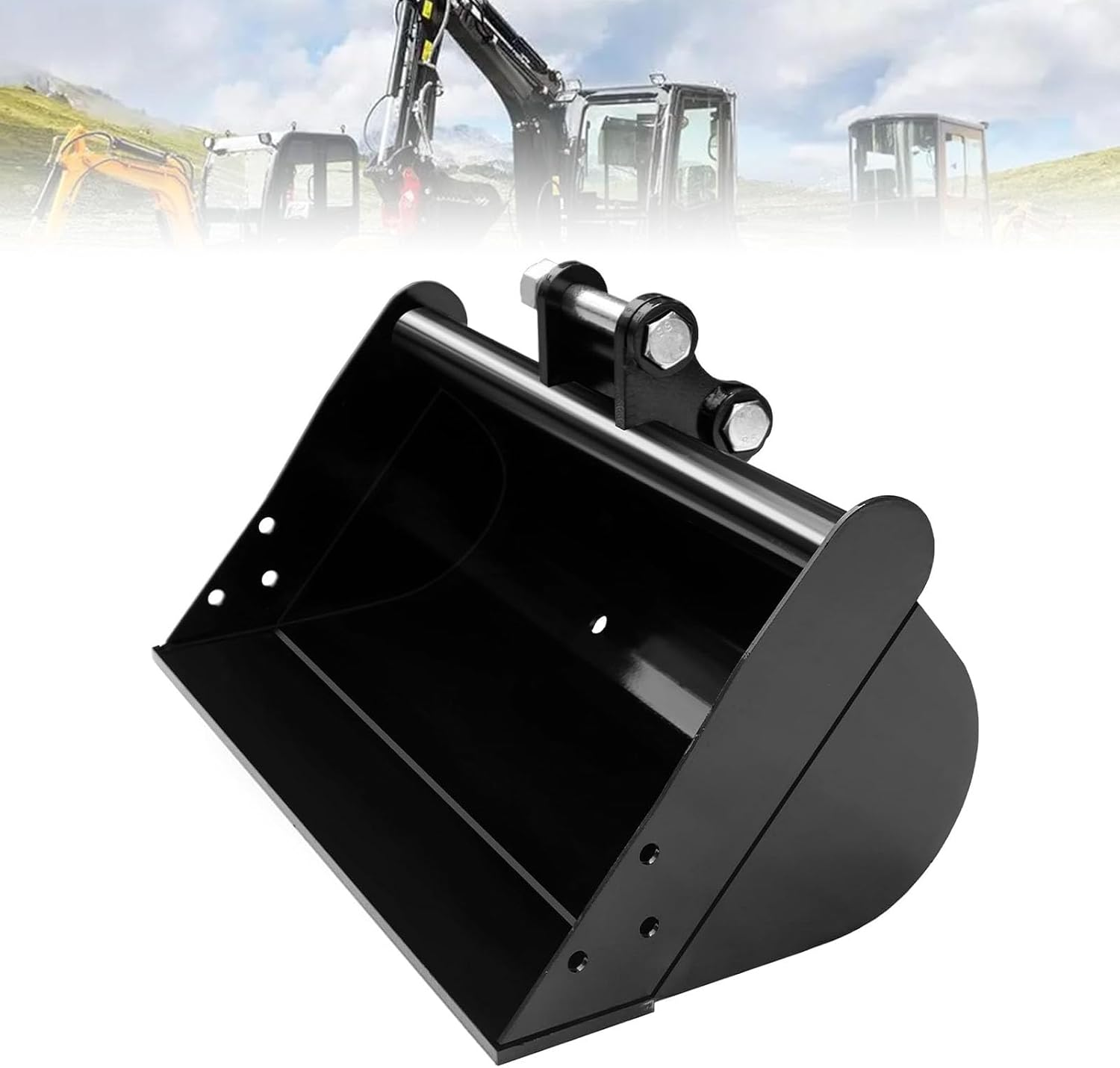 Focket Mini Excavator Bucket, 20In Digger with 0.98In Hole Diameter 3.46In Center Wheelbase, Manganese Steel Small Digger Bucket for Mini Excavator image number 5