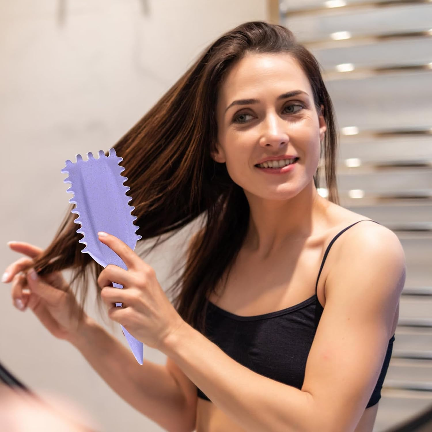 Curly Hair Brush Bounce Curl Define Brush for Defining and Curling (Purple) image number 1