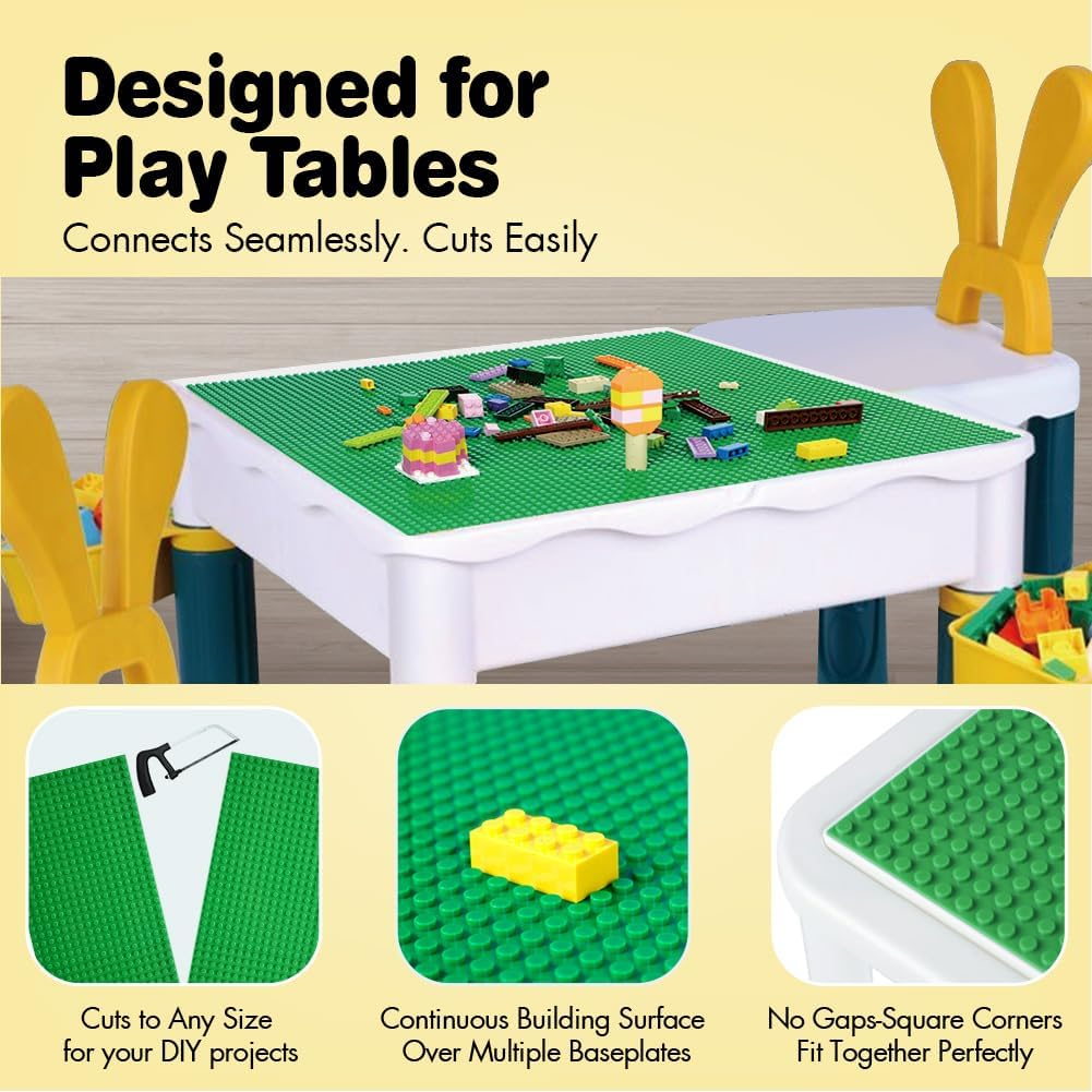 Lekebobor Classic Baseplates 10"X10" Building Brick, Compatible with Major Brands Building Base Plate, 4 Packs, Green - Multicolored image number 4