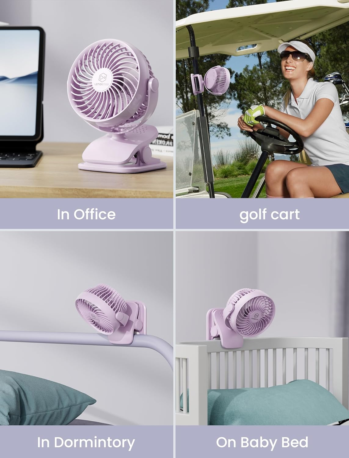 AA Battery Powered Clip on Fan with Aromatic Function,4 Speeds Battery Operated Portable Fans for Camp,Small Golf Cart USB Fan,Quiet Desk Fan with 360&deg;Rotation,Personal Dorm Fan for Home,Bed,Office