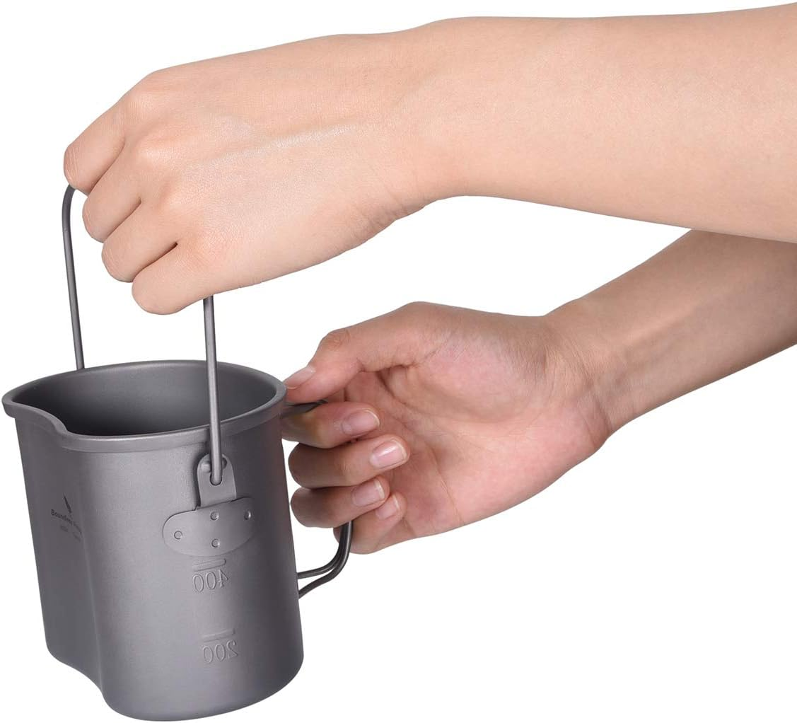 Boundless Voyage 2 in 1 Titanium Canteen Cup Wood Stove Set with Folding Handle and Hanging Ring Portable for Outdoor Hiking Camping Traveling A-Ti2005C image number 6