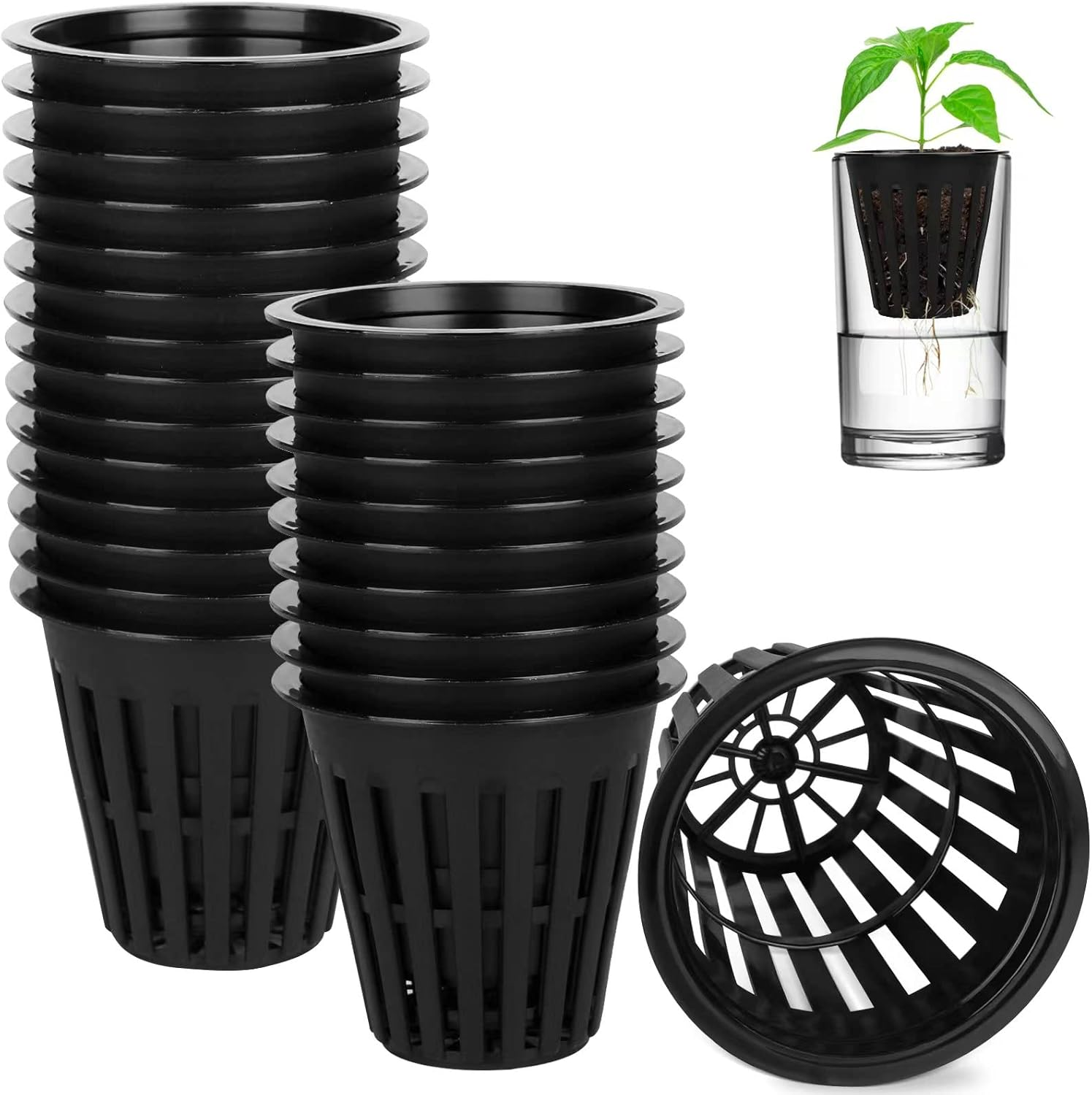 HXSEMAYIG 100PCS 2 Inch Net Pots,Hydroponics Cup, Net Cups for Indoor or Outdoor Growing image number 4