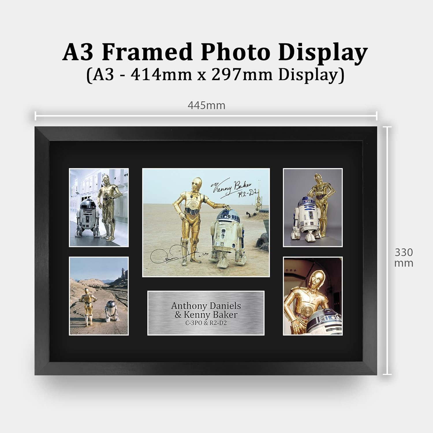 HWC Trading FR A3 Anthony Daniels & Kenny Baker Star Wars R2D2 & C3PO Gifts Printed Signed Autograph Presentation Display for Movie Memorabilia Fans - A3 Framed - (Unframed) Daniels  Baker image number 4