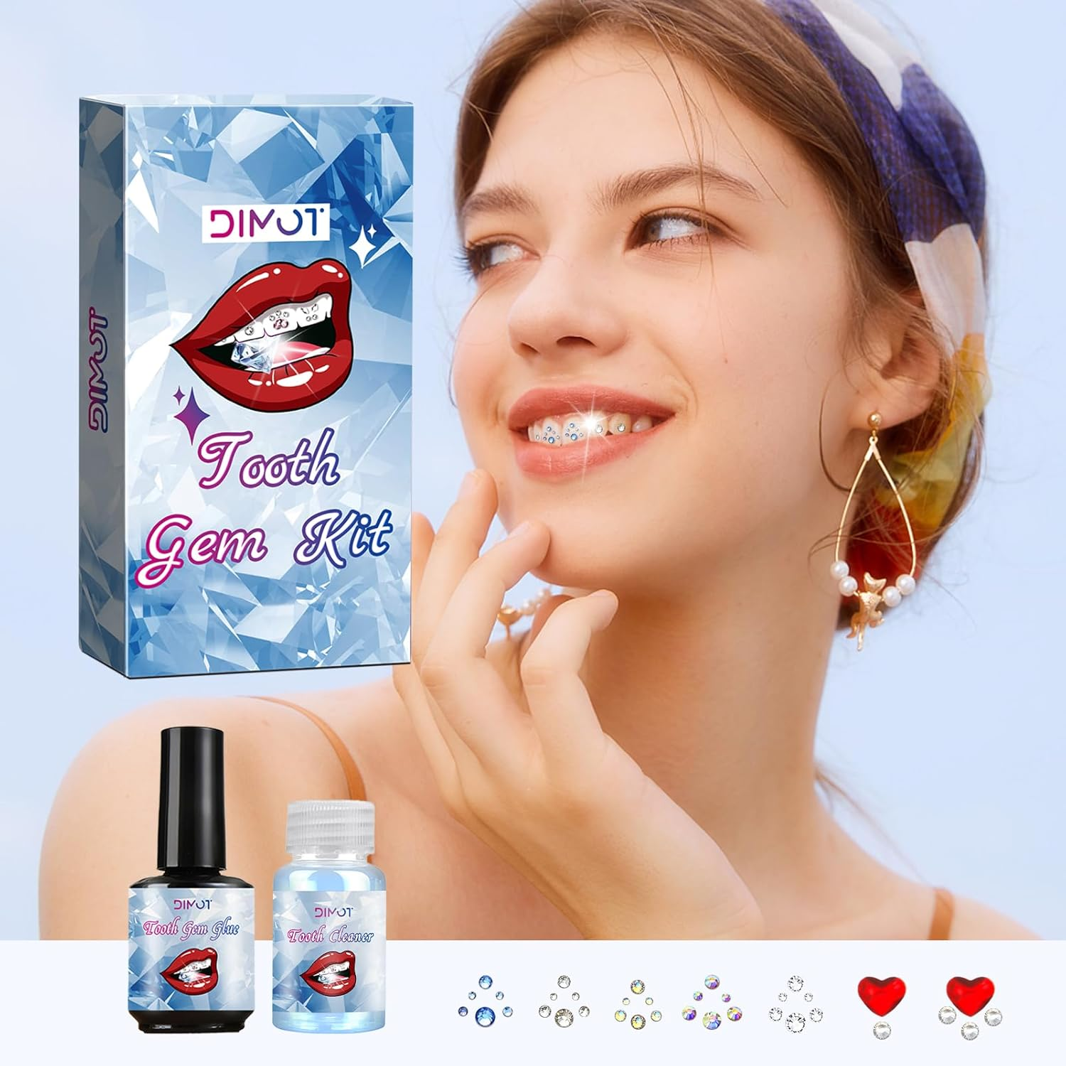 Tooth Gems Kit for Teeth Gems Kit with Light,190 Tooth DIY Gem Kit Tooth Jewelry Gems Kit 2025 New for Man&Women image number 1