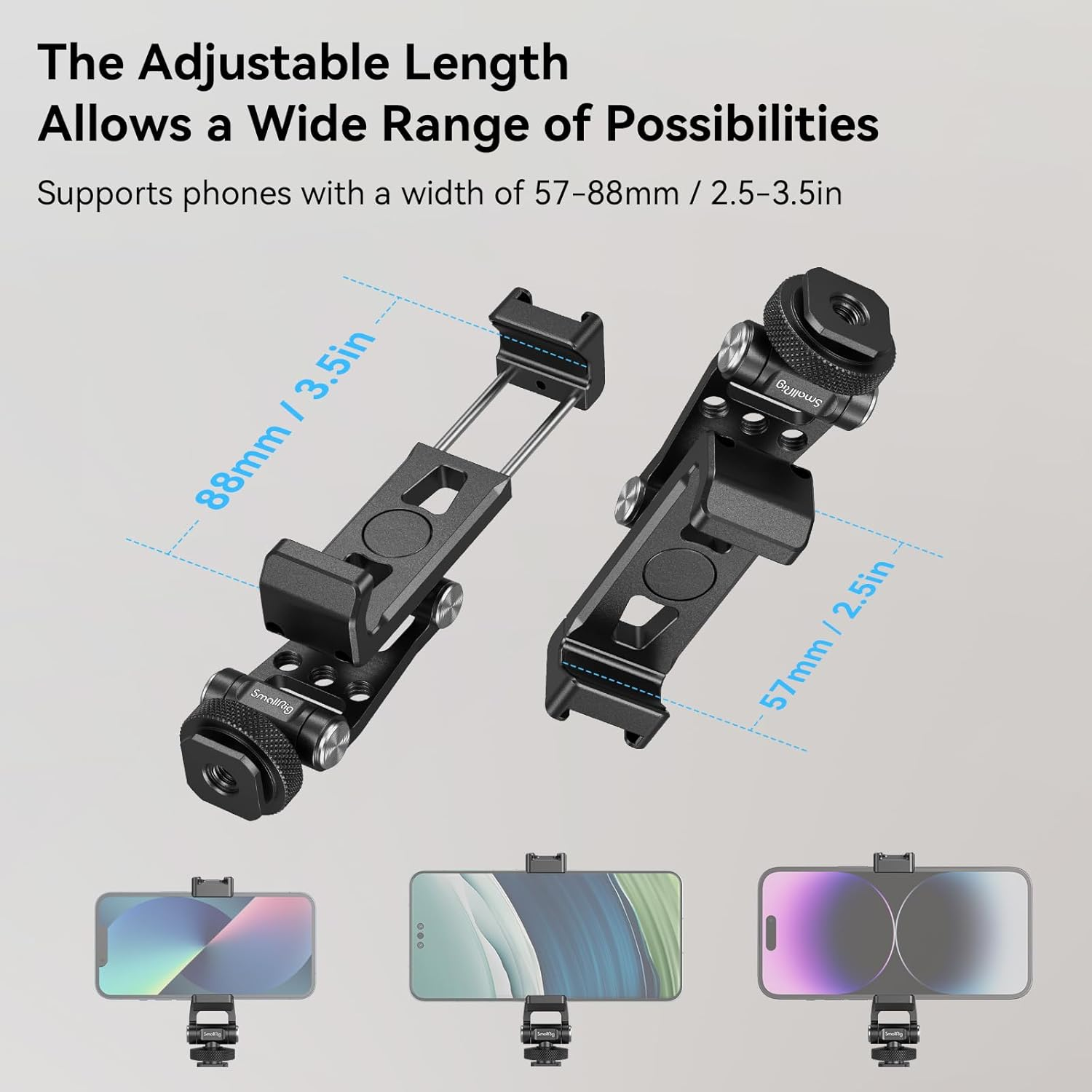 Smallrig Metal Phone Support with Cold Shoe Mount, Universal Cell Phone Mount Adapter Support Free Adjustment Joints,Phone Tripod Mount for Iphone 15/14, for Samsung Galaxy and Other Phones - 4382 image number 2