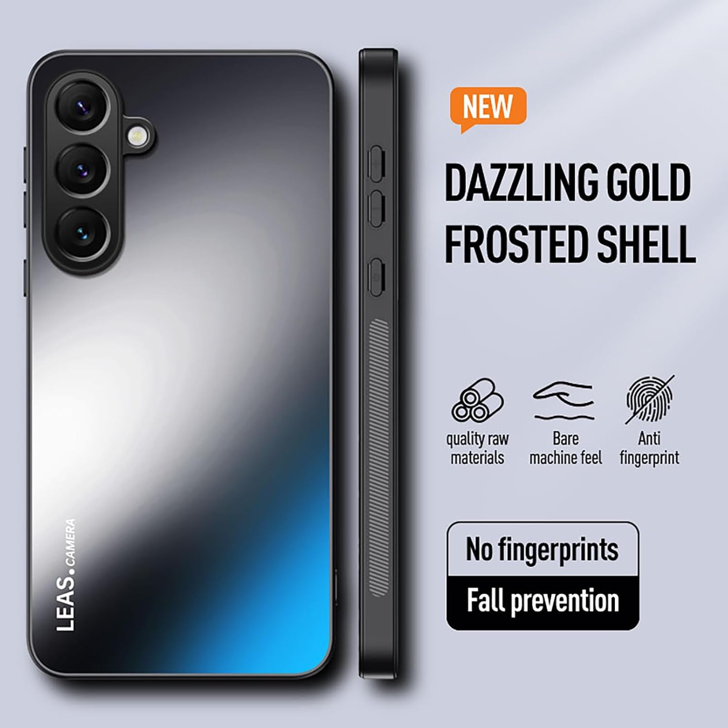 ILING Matte Case for Samsung Galaxy S25 FE 5G with Camera Protection, Shockproof Anti-Fingerprint Protective Case, Shiny Gold Matte Back Plate Mobile Phone Case, Purple - Blue image number 4