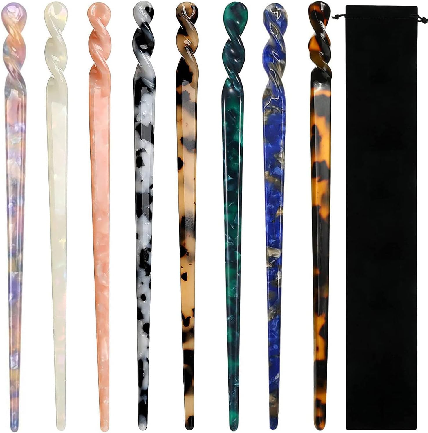 10 Pieces Acetate Hair Sticks Leopard Print Hair Pins, Tortoise Shell Hairpin Vintage Hair Chopsticks Retro Hairpins Disk, Hair Accessories for Women Girls (Vintage)