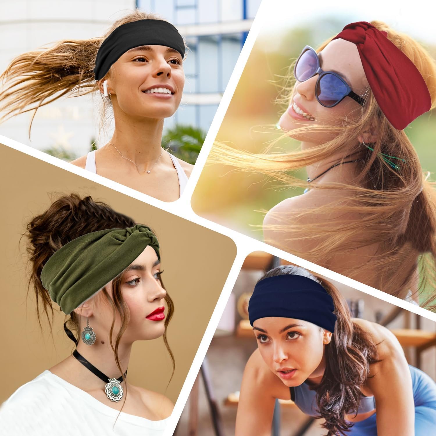 4 Pcs Headband, Headbands for Women'S Hair Stretchy Head Band for Doing Workout Yoga Makeup Running Breathable Hair Band Sweat Wicking image number 4