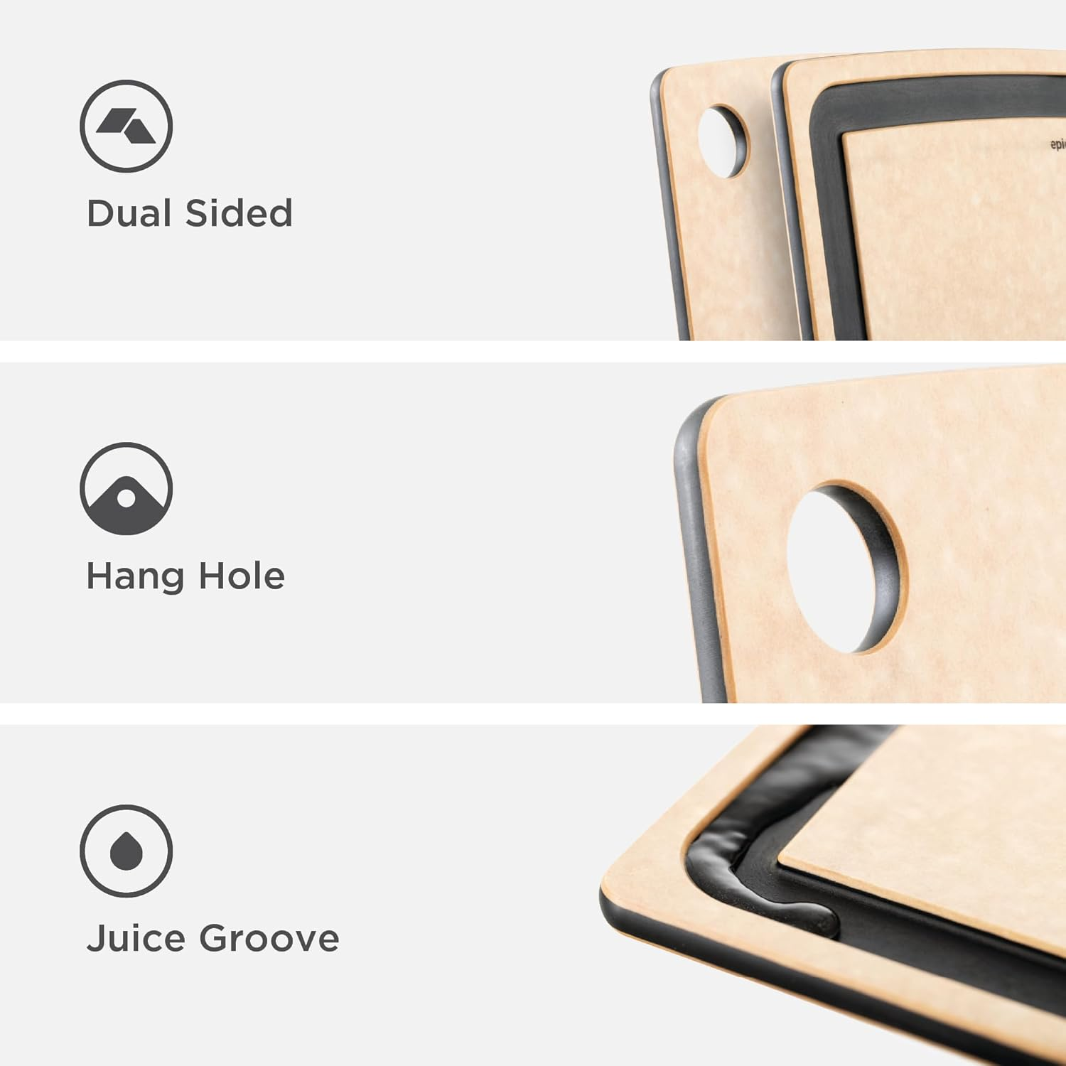 Epicurean Gourmet Series Cutting Board with Juice Groove, 44 Cm Length, Natural/Slate image number 1