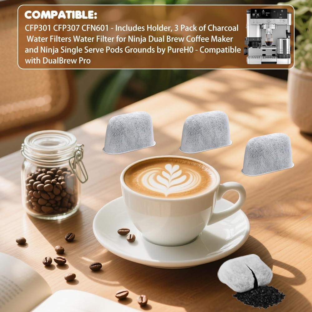 LYPPUL 12 Pieces Water Filter Inserts for Ninja Luxe Cafe, Activated Carbon Espresso Machine Filter, Ninja Portafilter Machine for Ninja Luxe Premier ES601EU & Ninja Luxe Pro ES701EU for Home, Cafe image number 5