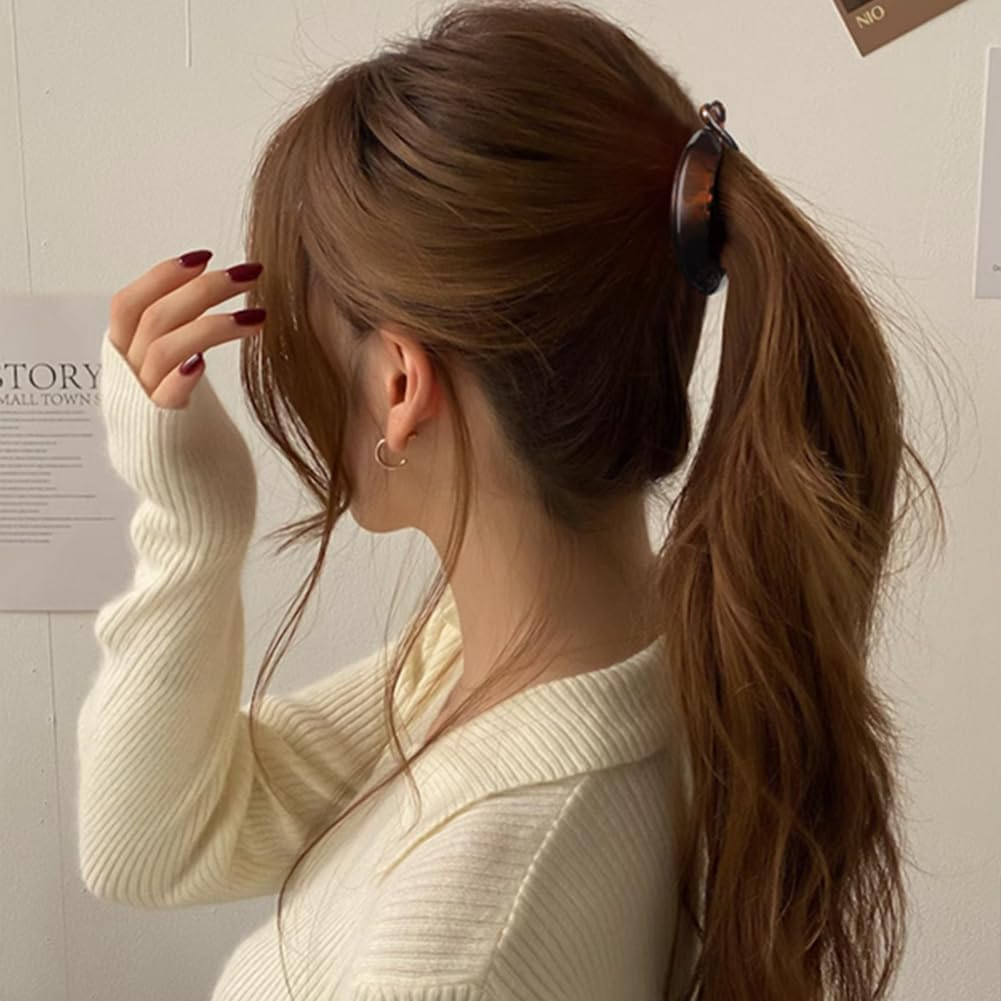 4 Pcs Banana Hair Clips for Women Girls Fishtail Hair Clip French Banana Clip Ponytail Holder round Hair Comb Styling Accessories for Long Medium Hair (Color Random) image number 2