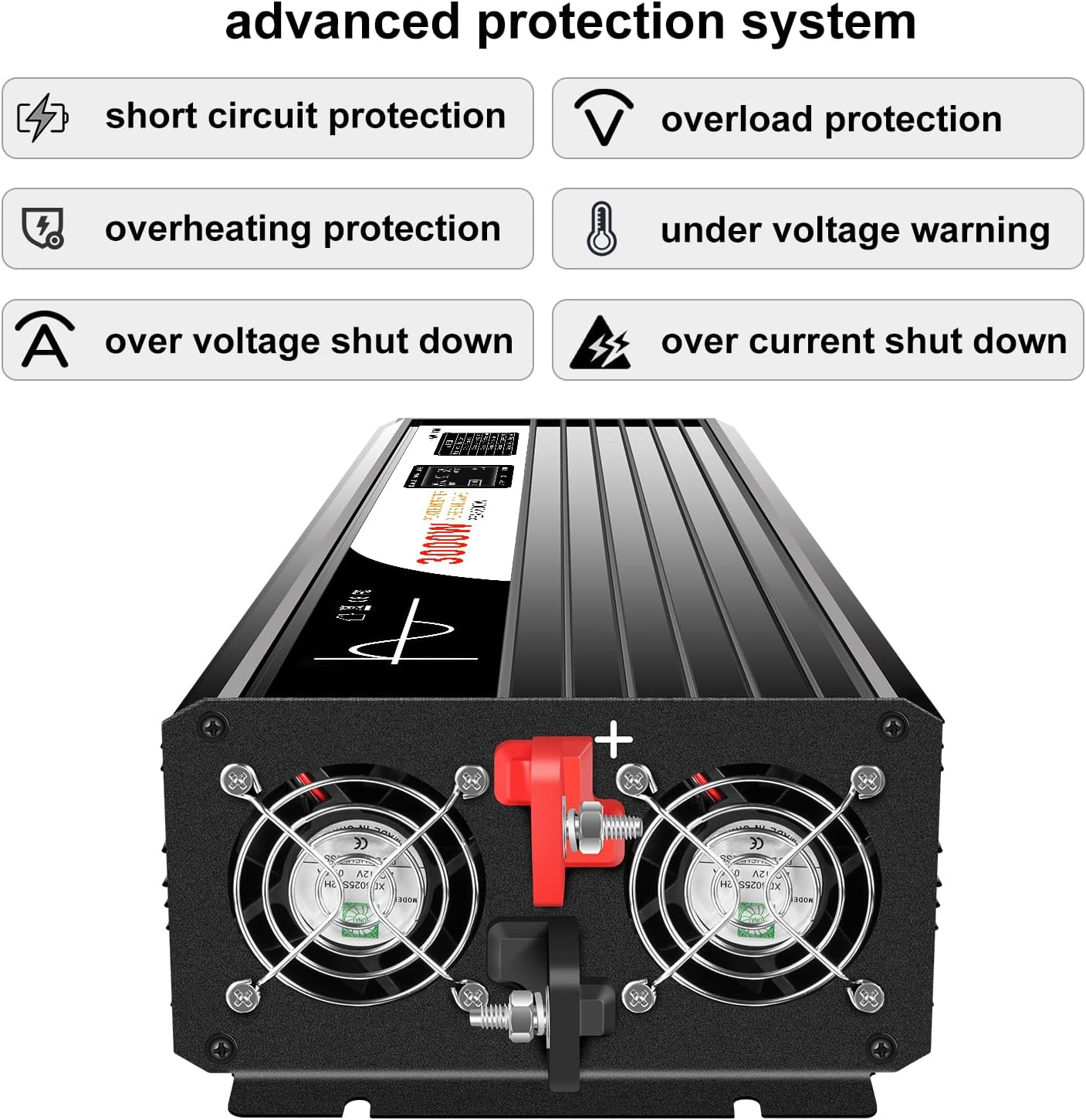 Xijia 3000W Solar Inverter 12V to 240V Pure Sine Wave for Camping Boat (DC12V (Range 10V-15V) 3000W) image number 1