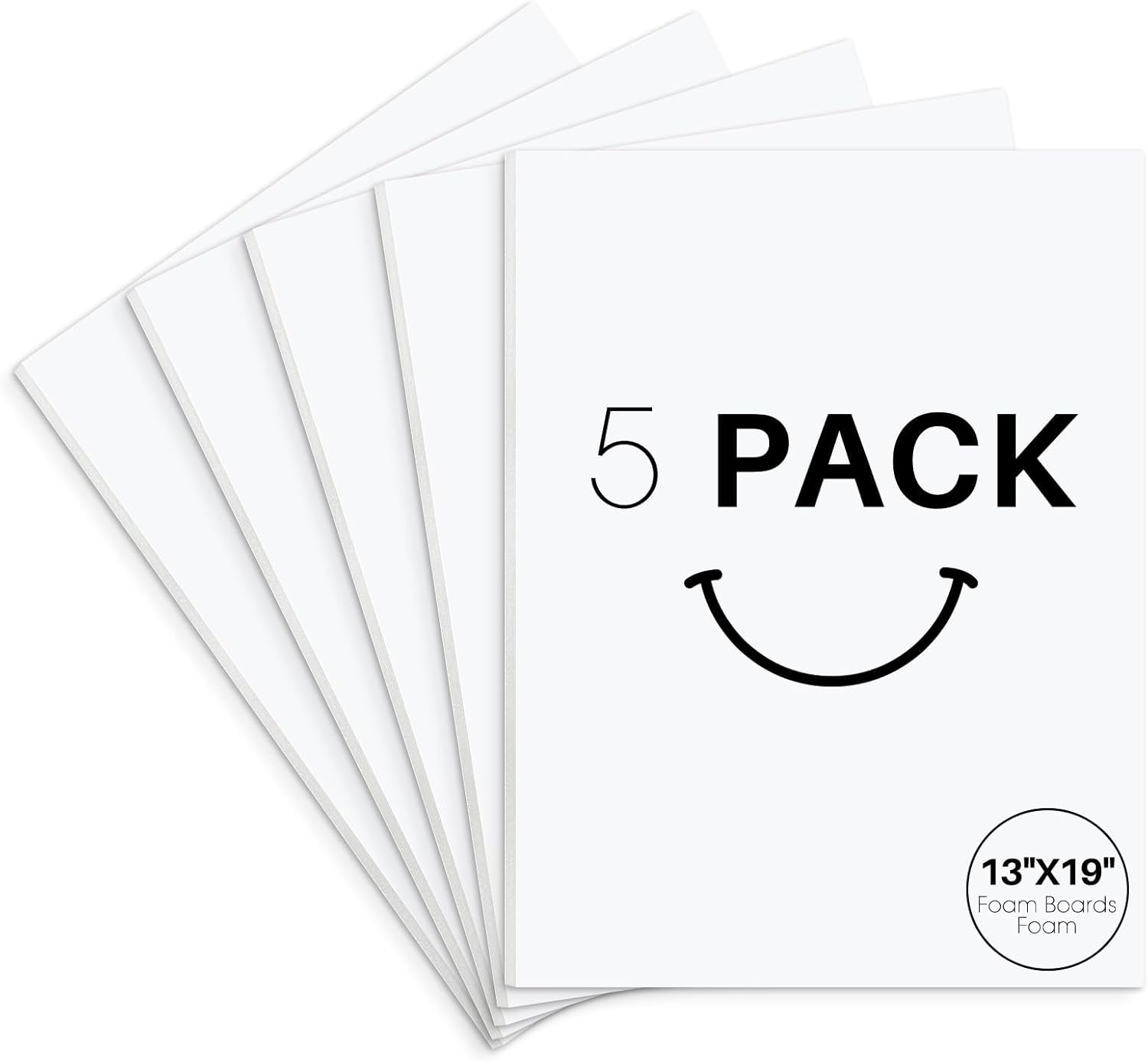 Golden State Art, Acid Free 5 Pack 5X7 White Foam Boards Foam Core Poster Board, 1/8'' Thick Polystyrene Foam Sheet for Projects, Mounting, Crafts, Art and Presentations