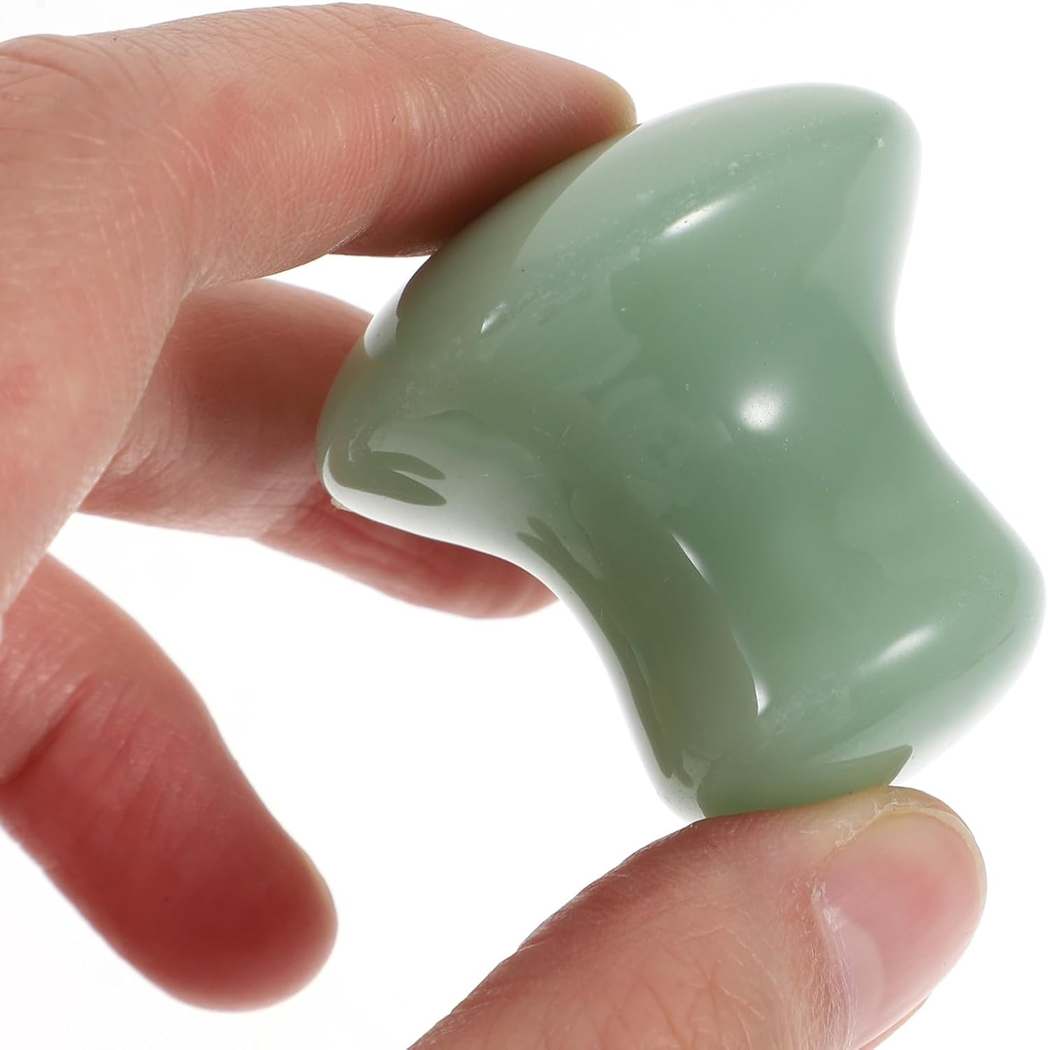 WESIEVYA Jade Mushroom Head Massage Stone for Face and Body, Green Natural Jade Scrapping Stone Massager, Spa Hot and Tool for Skincare and Relaxation image number 4