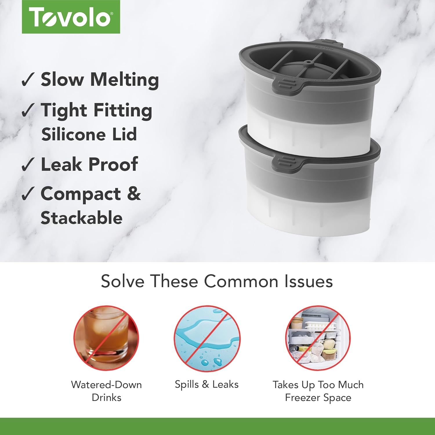 Tovolo Football Ice Molds, Set of 2 Football-Shaped Ice Molds, Stackable Sports Ice Molds, Sports-Themed Ice Makers, Giftable Sports Whiskey Ice Ball Molds, Bpa-Free & Dishwasher-Safe, Frost/Charcoal image number 1