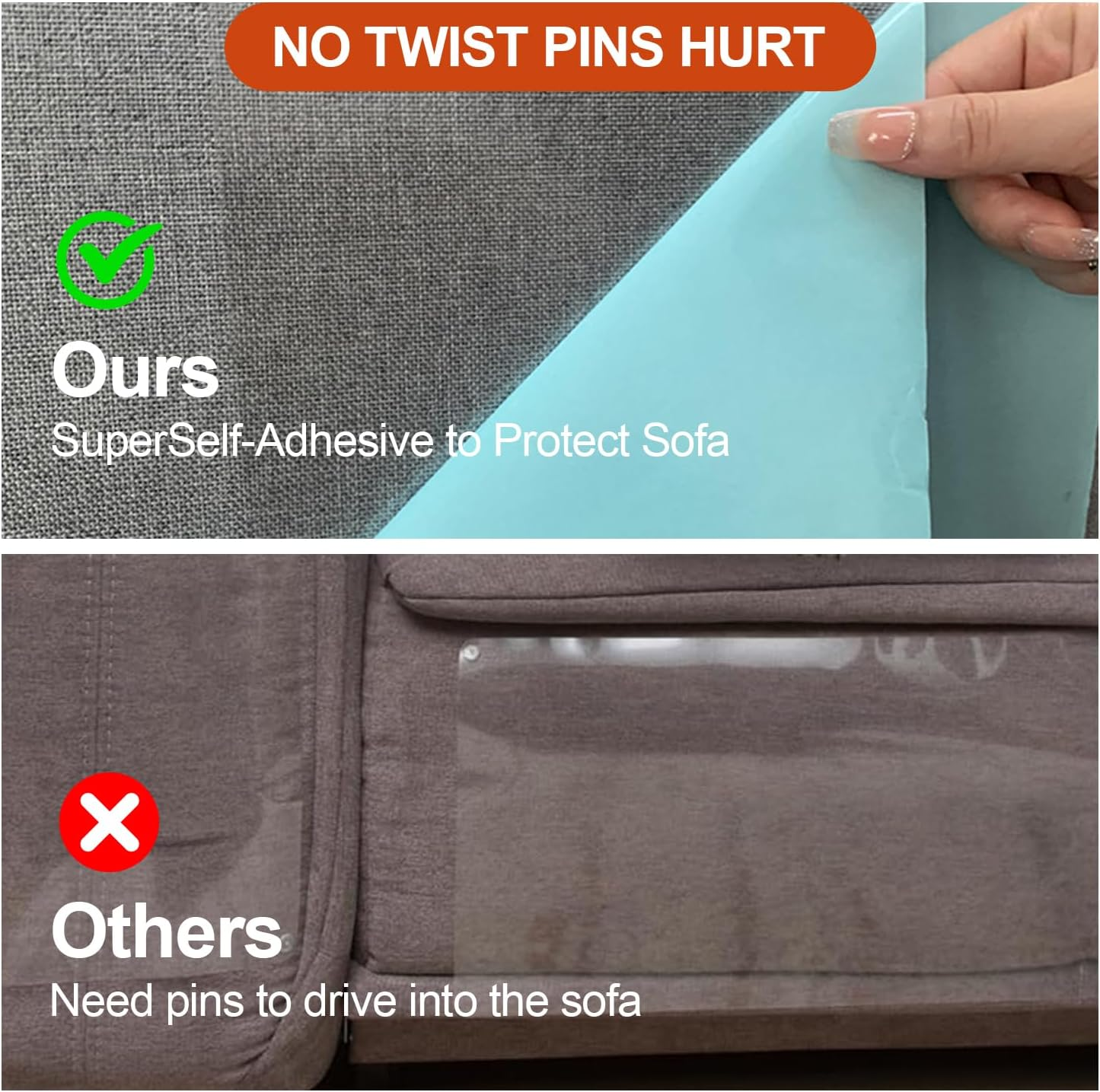 【NO PINS Pain】 8 Pcs Double Sided Cat Sofa Scratch Guard,Anti Cat Scratch Protector Furniture Protectors from Cats,Sofa anti Scratching Sticky Tape,Cat Scratch Deterrent Tape,Couch Protector for Cats image number 5