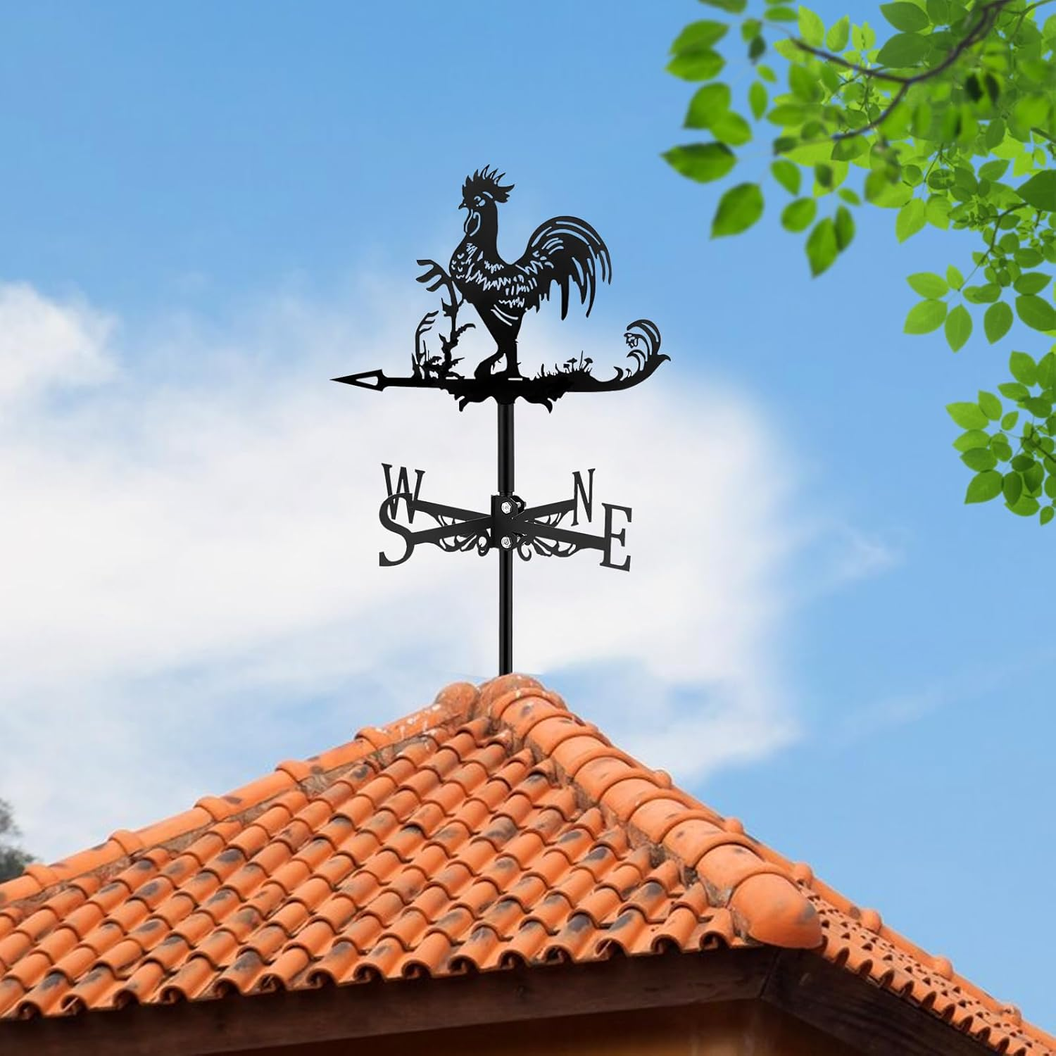 Farmhouse Weather Vane Roof Mount, Wind Direction Indicator Kit Outdoor Bracket Weather Vane - Metal image number 2