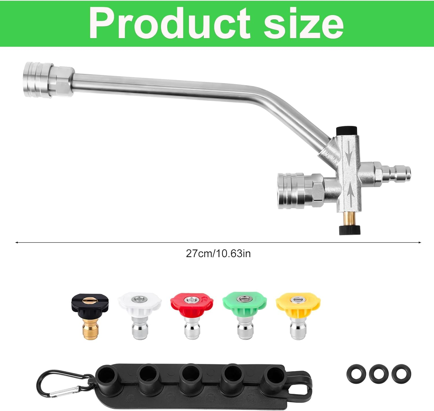 Foam Cannon Dual Connector Accessory, 1/4In Fast Connect Dual Lance Pressure Washer Wand with 5 Pressure Washer Nozzles Pressure Washer Double Tip Attachment for Soap Cannon