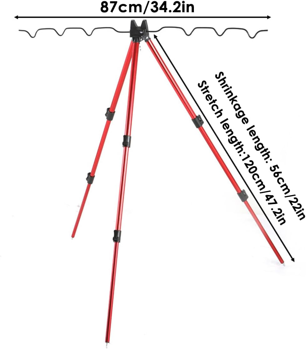 AIMALL Telescopic Fishing Rod Holder &ndash; Aluminium Alloy Triangle Bracket, Adjustable Sea Fishing Stand with Metal Foot Nails, 34.2In Wide, Extendable to 47.2In for Beach & Shore Fishing image number 2