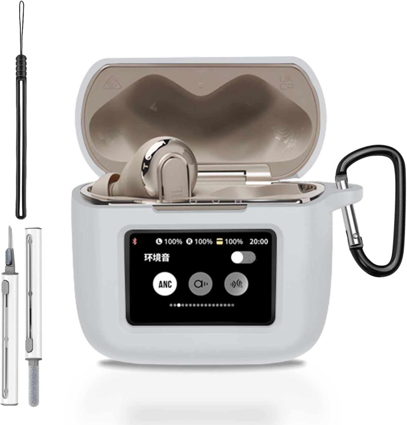 For JBL Tour Pro 3 Case Cover, Protective Silicone Skin Accessories with Keychain& Lanyard and Cleaner Kit for JBL Tour Pro 3 Charging Case, Front LED Visible, Green