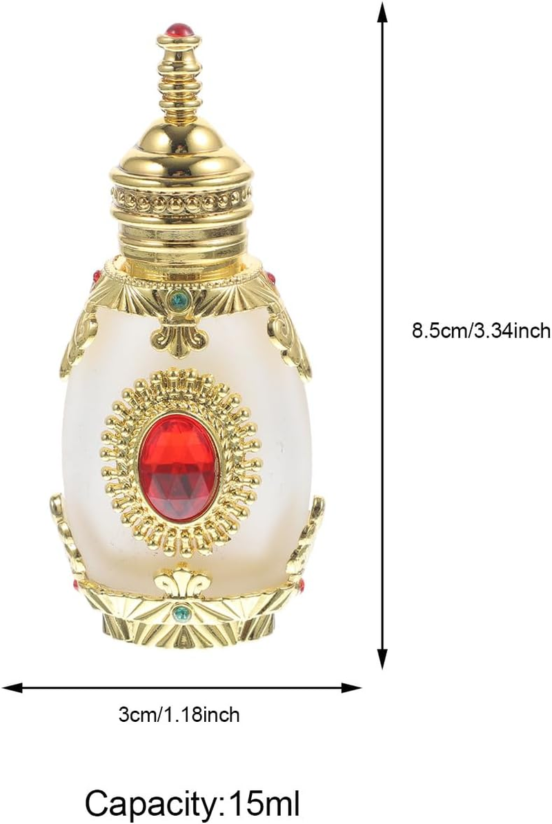 HINTRMENT Vintage Style Perfume Bottle Red Stone Essential Oil Container Refillable Middle Eastern Fragrance Storage Bottle for Anointing Oil and Travel Use