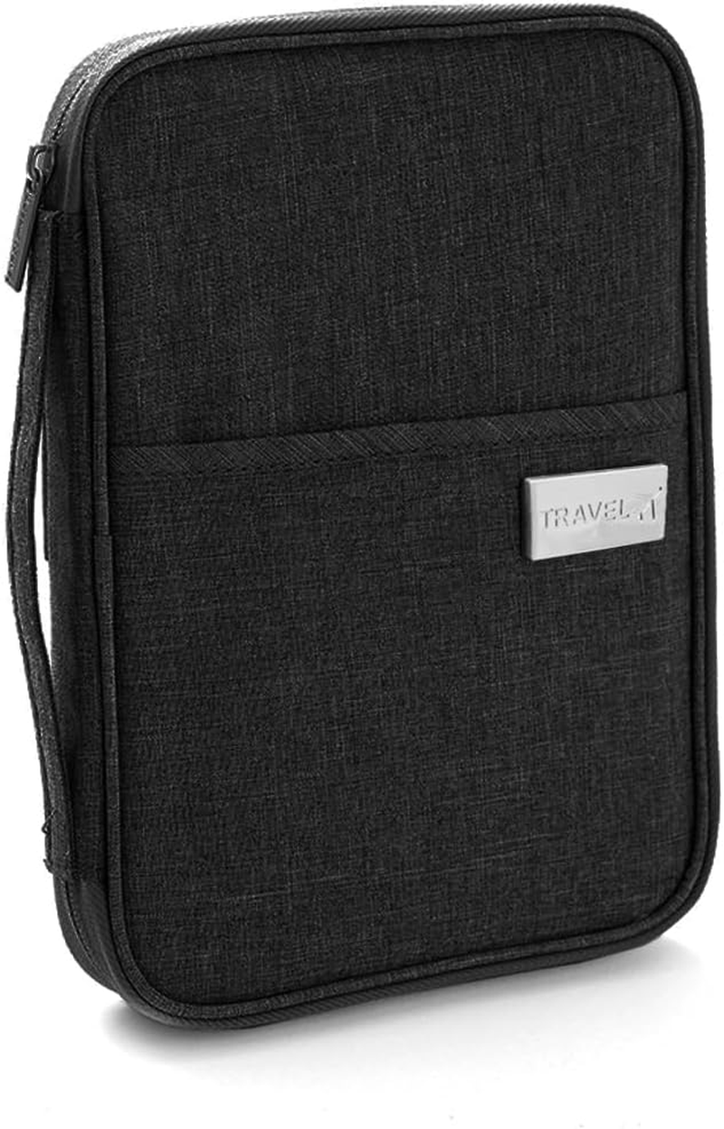 Large Waterproof Passport Card Holder Travel Document Wallet Bag (Black)