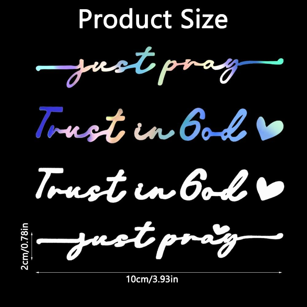Christian Car Decals, AFUNTA 4 PCS Faith Car Stickers Trust in God Rearview Mirror Sticker Just Pray Religious Car Decor for Christian Gift, Bible Verse image number 1