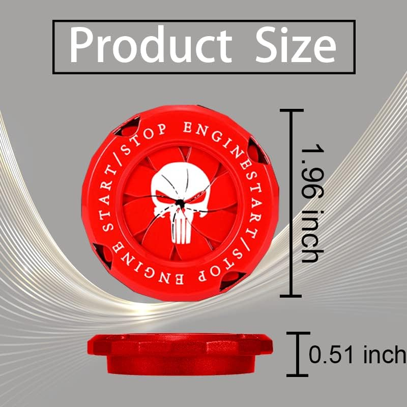 Skull Rotary Car Engine Start Stop Button, Frosted Style DIY Car Engine Push to Start Button, ABS General Motors Ignition Switch Decorative Cover (Skull Red)