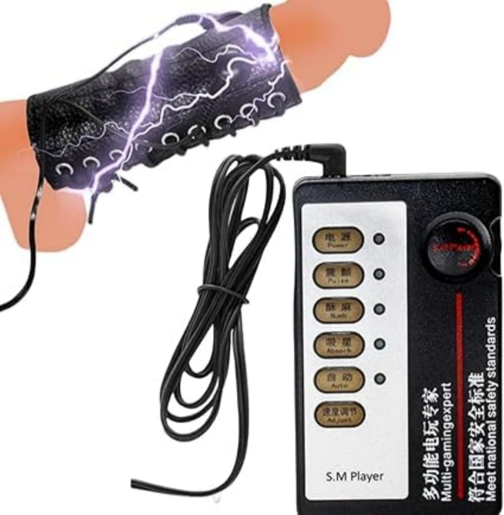 Electro Shock Penis Ring Estim Sex Penis Cock Hode Ring Stimulator Vibration Penis Sleeve for SM Sex Toys Adult Women Men image number 5