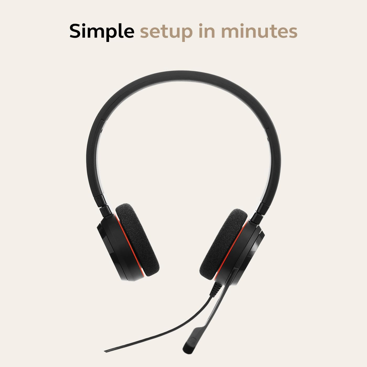 Jabra Evolve 20 SE Wired Headset - Advanced ANC in Microphone - Passive Noise Cancelling - Rich, Immersive Sound - UC Certified on Ear Wired Office Headphones with Mic - Latest USB 4 PC & Mac image number 6