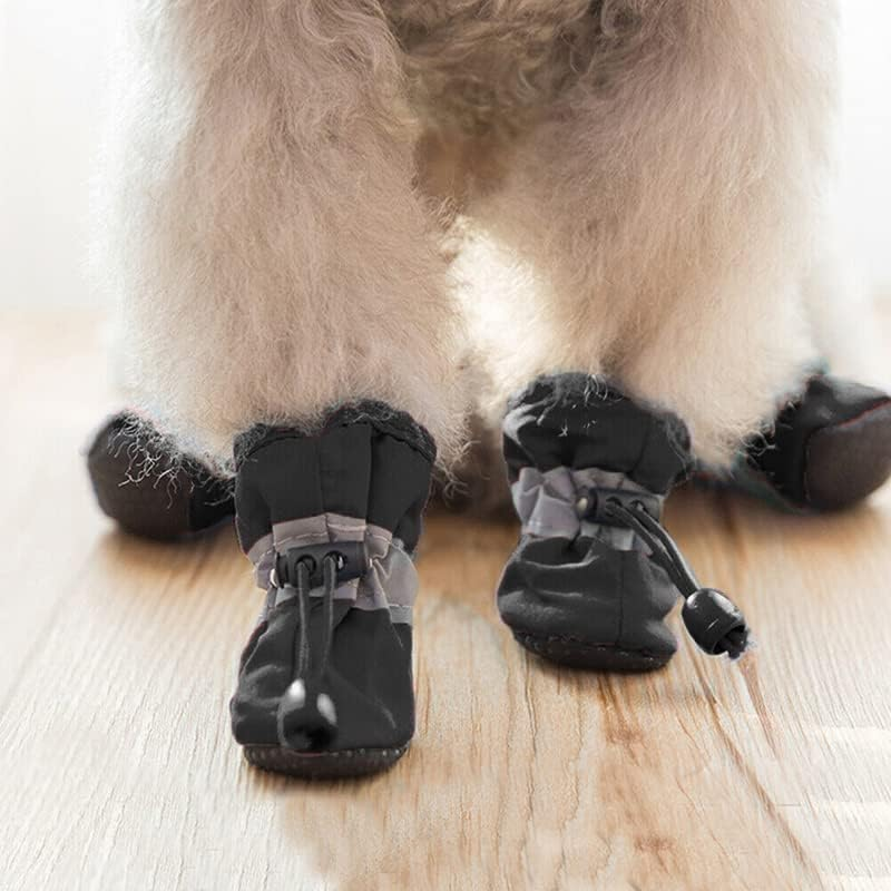 AIMALL 4PCS Anti-Slip Waterproof Dog Shoes with Reflective Strips Durable Pet Rain Boots Comfortable Fabric for Small and Large Dogs image number 2