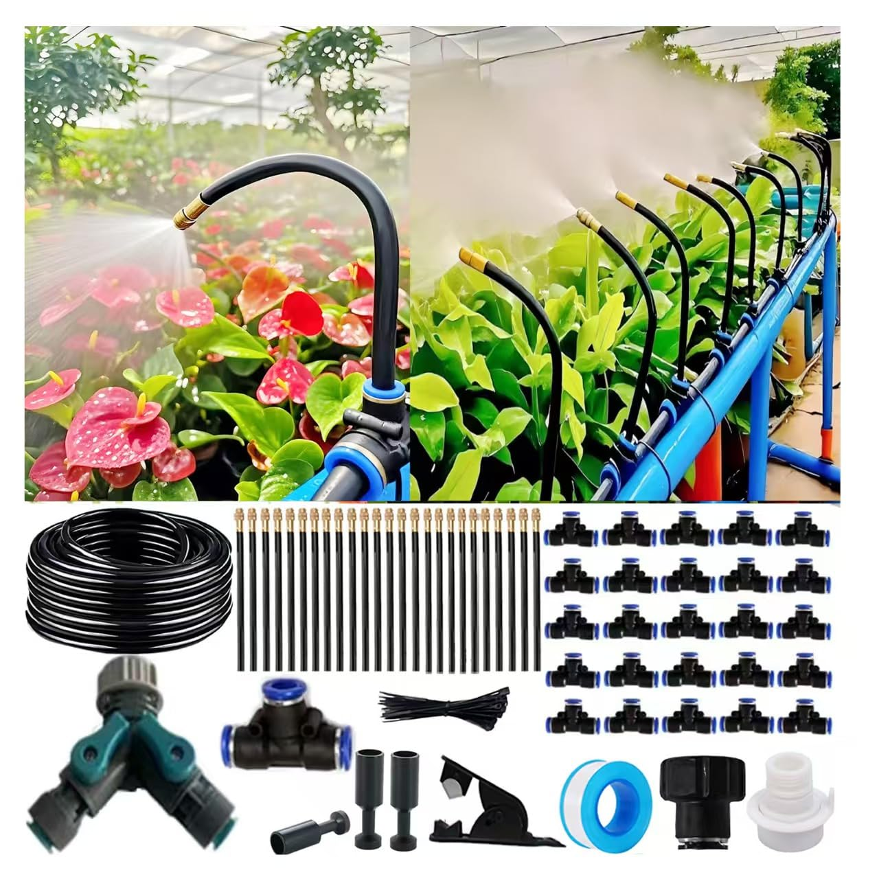 ​​Drip Irrigation Kit Automatic Watering System for Potted Plants, 360 Degree Adjustable Copper Micro Sprinklers, Quick Connect Tubing Fittings for Garden, Lawn, Patio, Balcony(25 Nozzles) image number 3