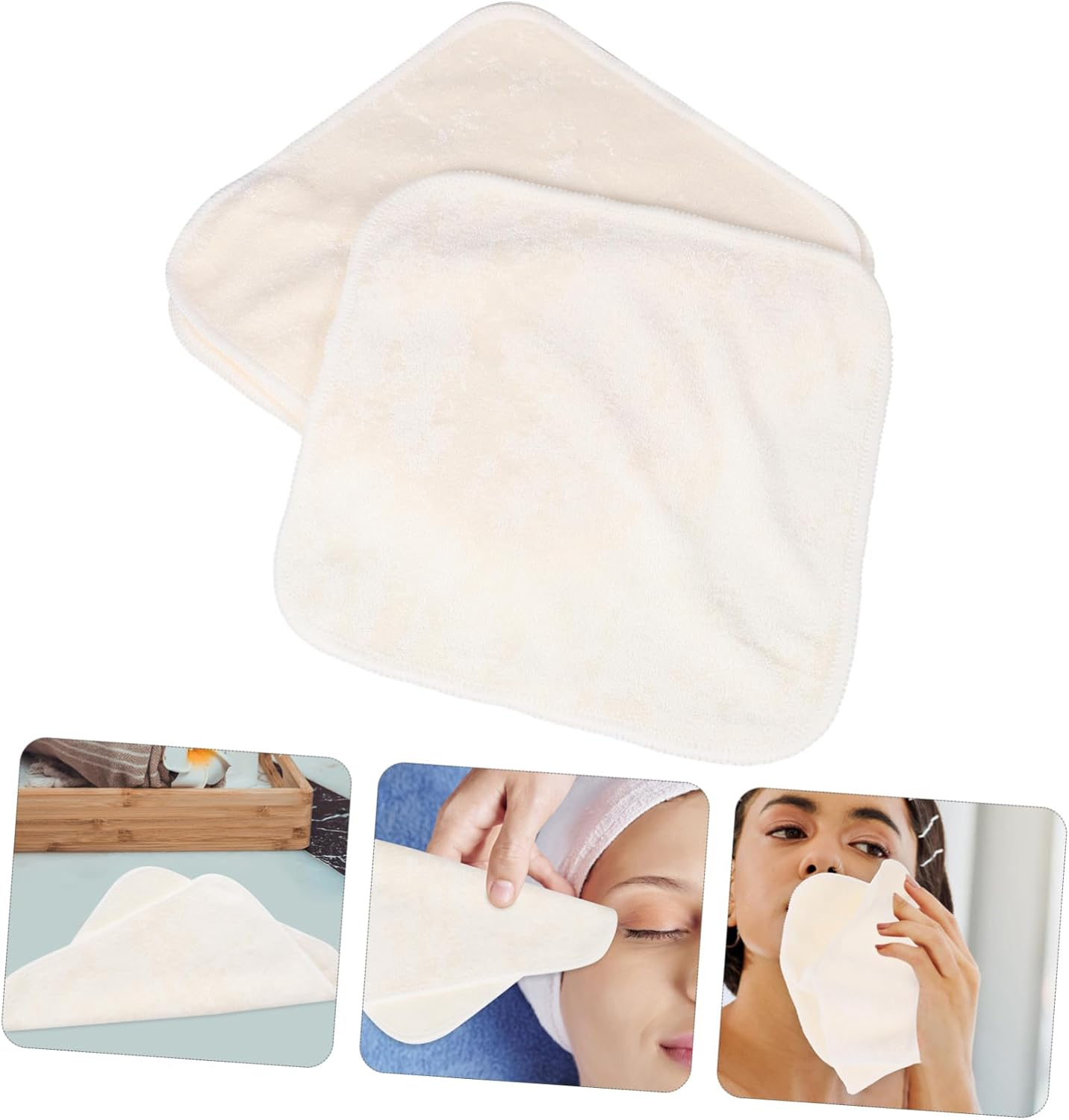 OATIPHO 5Pcs Bamboo Fiber Face Cleaning Cloths Washcloths Exfoliating Towels for Facial Cleansing and Gentle Exfoliation image number 2