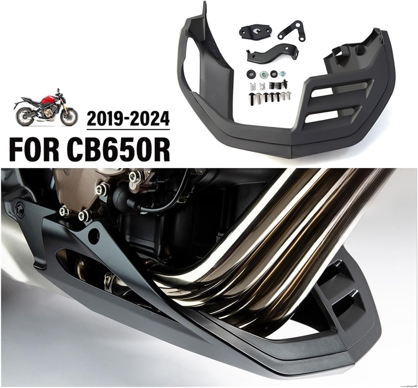 For CB650R 2019-2024 Motorcycle Belly Pan Engine Spoiler Lower Fairing Frame Panel Protector Compatible with CBR 650 R 650R(Carbon Fiber Color) - Carbon Fiber Color image number 6