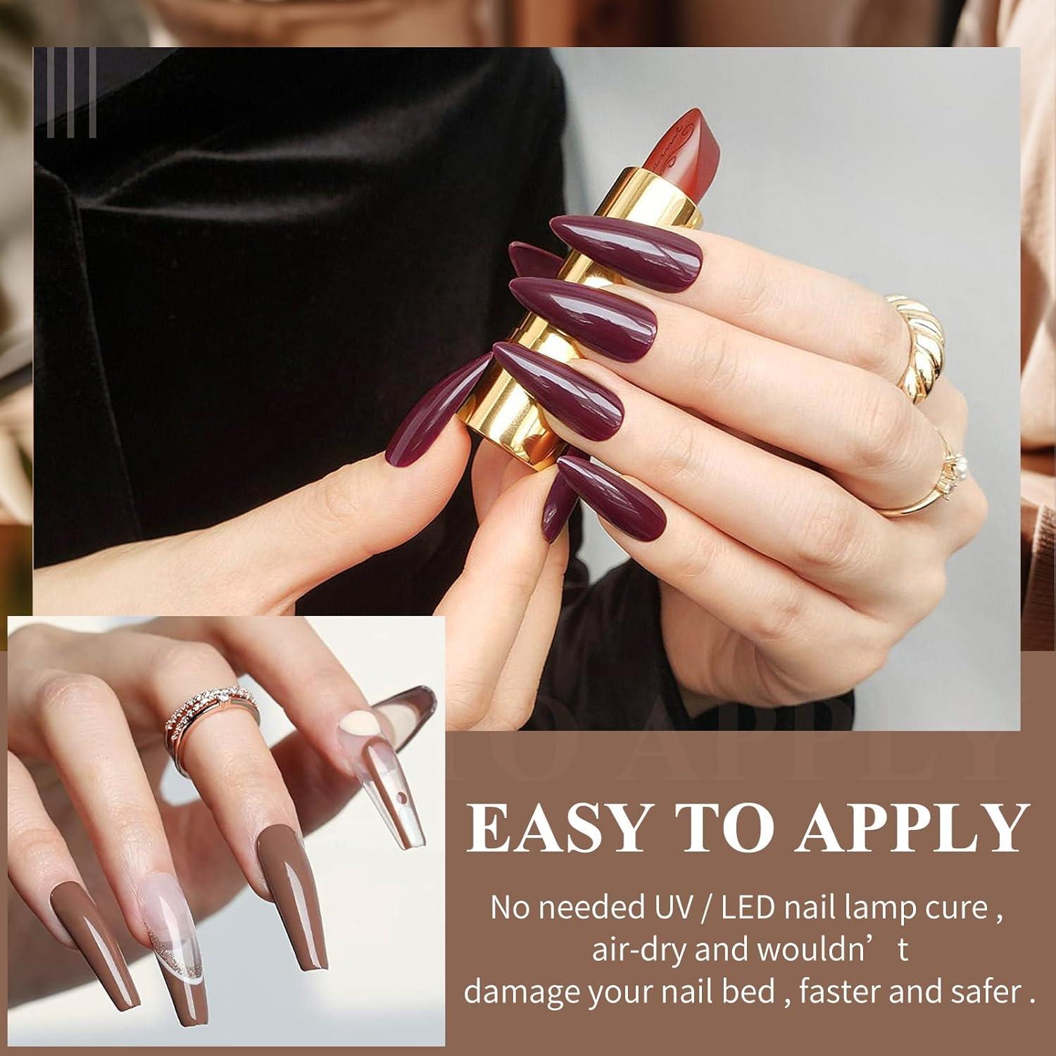 Honey Joy Dip Powder Nail Kit Starter, 4 Colors Fall Dip Powder Colors Nail Kit with Base Top Coat for Nail Art Manicure Salon DIY, Dip-7Pcs-No.18