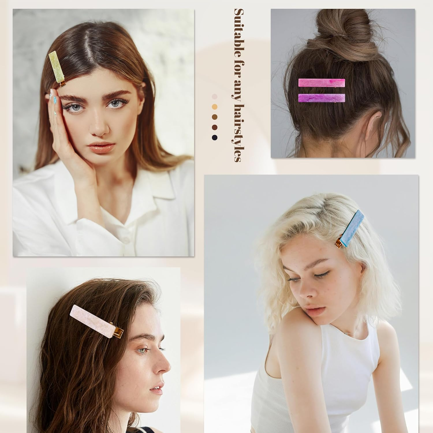 Cptots 12 PCS Acrylic Resin Alligator Barrettes for Women Small Cute Clips for Thick Thin Hair Fashion Decorative Accessories,Sparkling Multicolor image number 6