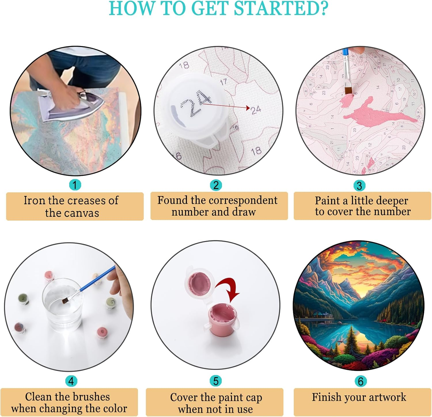 HONGYA ART DIY Paint by Numbers－Diy Adult Paint by Numbers Kits for Adults,Adult Painting Kits on Canvas Landscape for Living Room, Bedroom, Office 20X16 Inches(Ld-1) image number 2