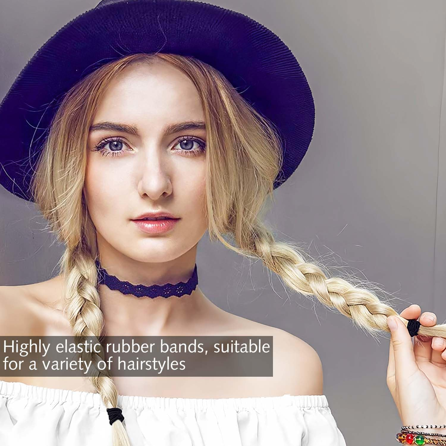 Elastic Hair Bands, Ponytail Holder, Large Hair Bobbles without Metal, Gentle Rubber Bands for Women, Men, Girls, Children, Suitable for All Hair Types and Hairstyles, 50 Pieces image number 5