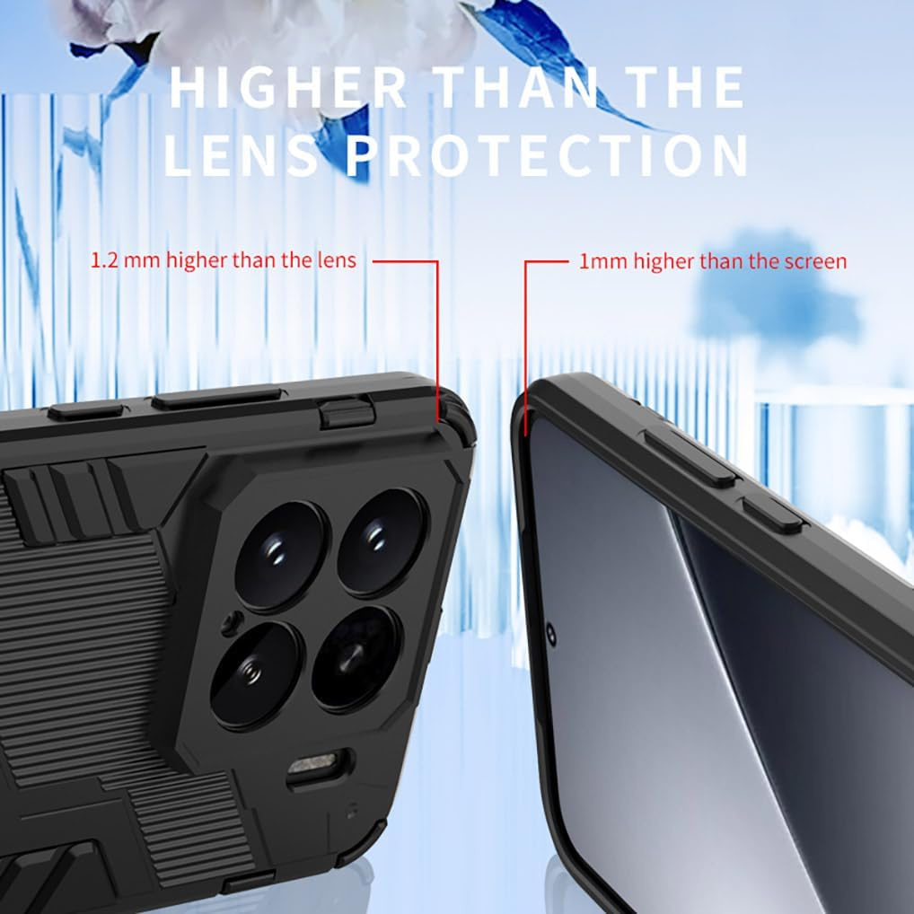 SEAHAI Case for Xiaomi 15 5G, [Military Shockproof Case] Ultra Thin Hard PC Soft TPU Protective Mobile Phone Case with Sturdy Foldable Stand - Black - Green image number 7